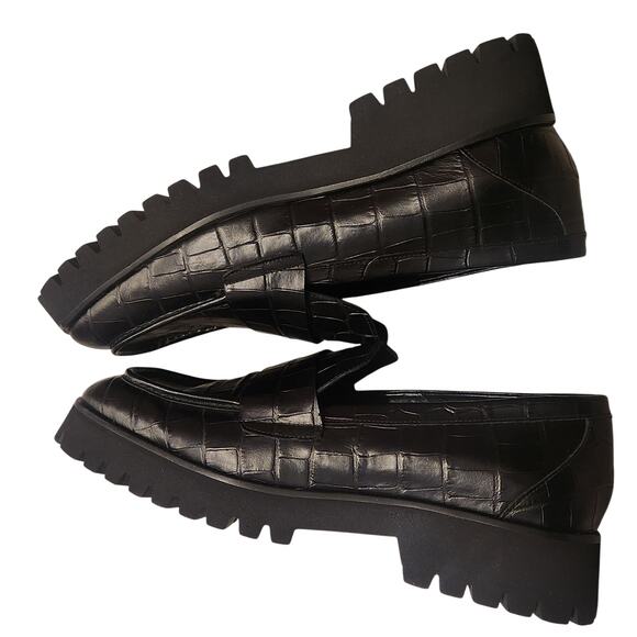 Freda Salavdore Hana lug sole black leather loafers size 10.5 - Picture 9 of 10